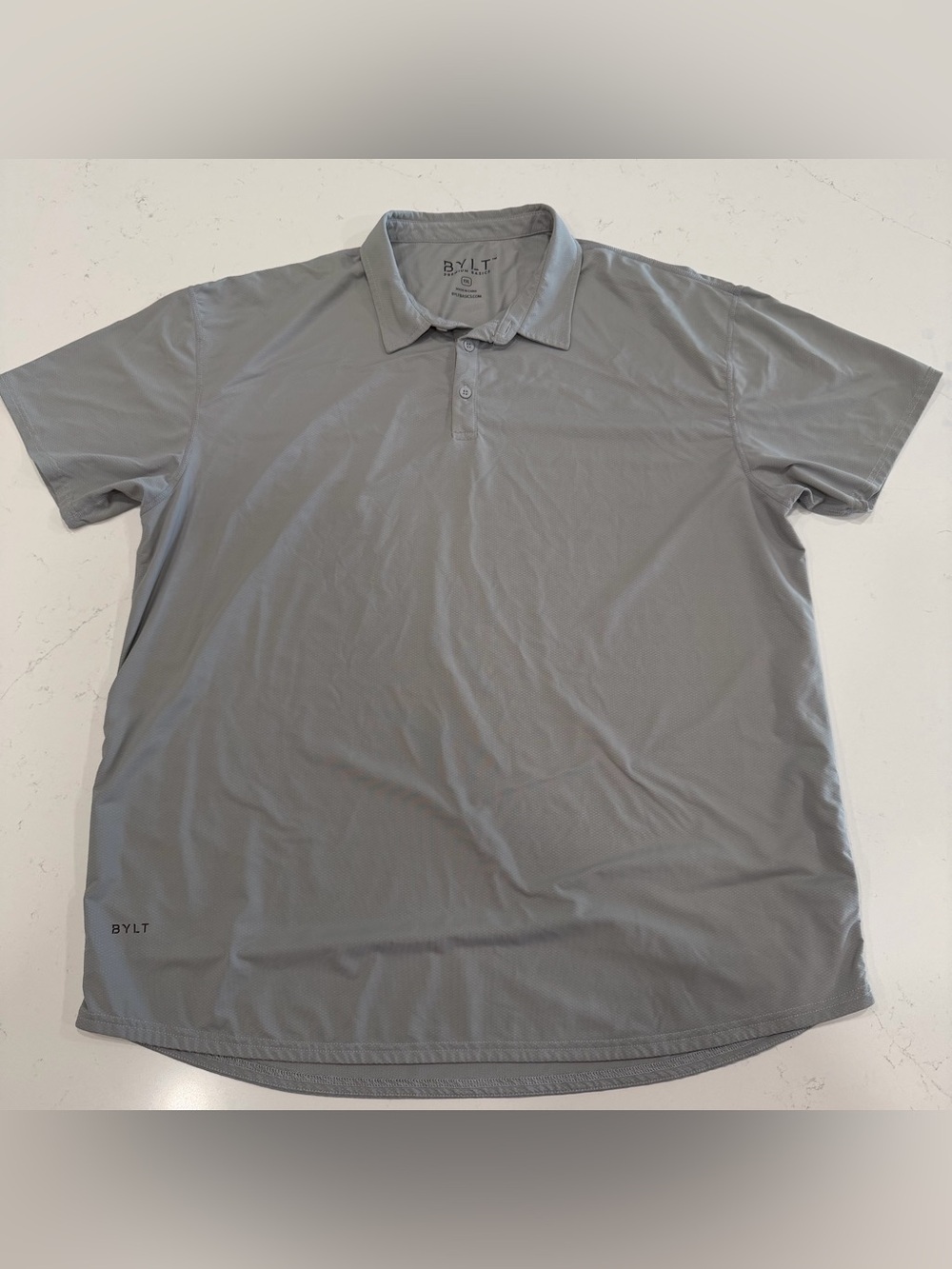 BYLT Basics Men’s Gray Pulse Short Sleeve Polo - XXL